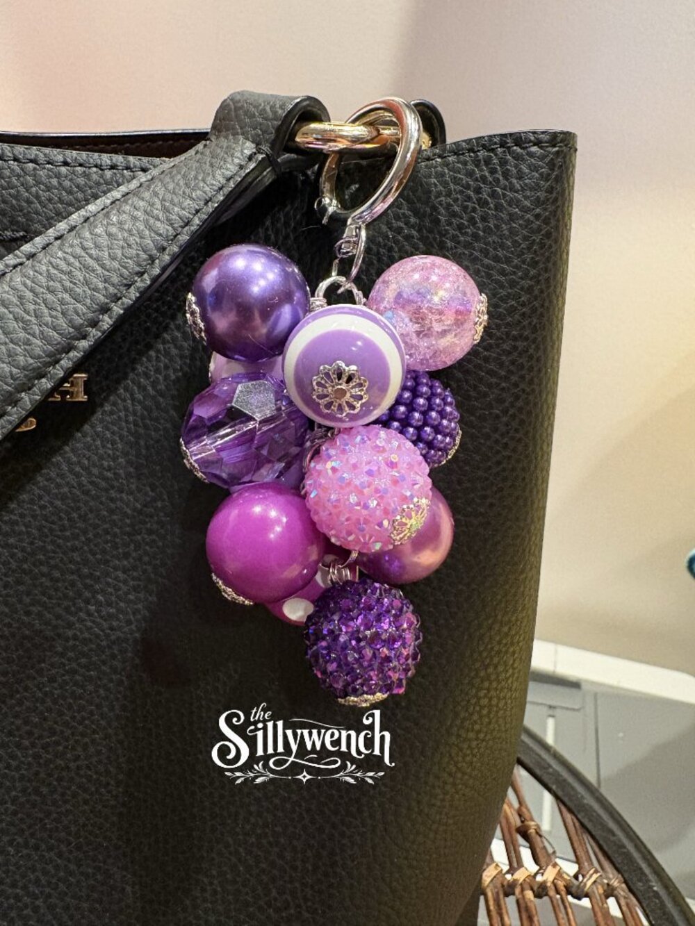 Lavender Lullaby Purse/Bag Charm, silver-toned